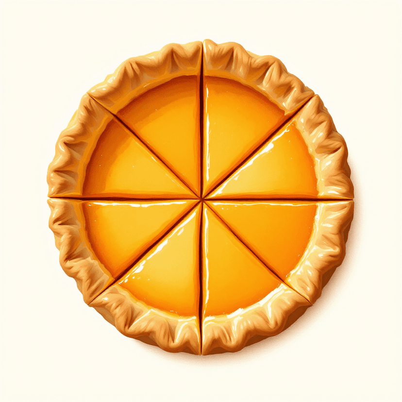 A circular pie divided into four equal slices, with three slices shaded warm amber and one slice shown as a light outline โ representing 3 out of 4 parts.
