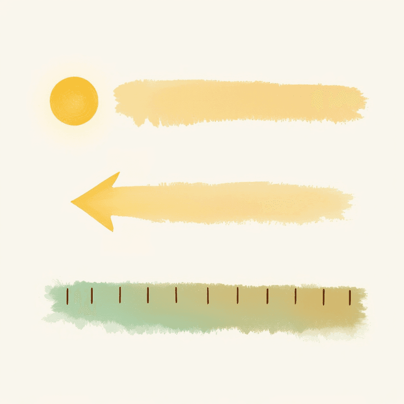 On the left, a single glowing dot (0D). In the middle, a soft transition arrow. On the right, a horizontal number line with evenly spaced tick marks (1D).
