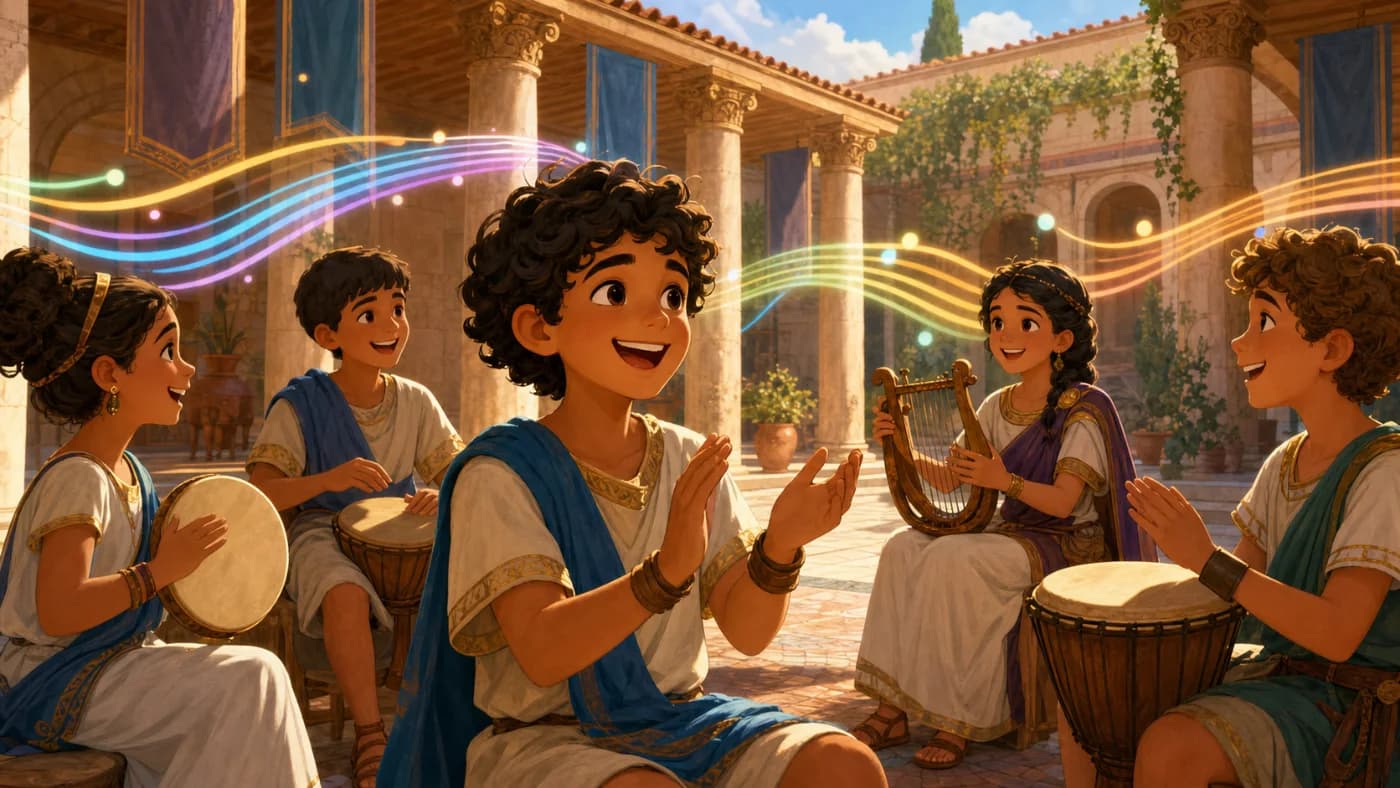 Roman musician leading a verb-ending rhythm chant