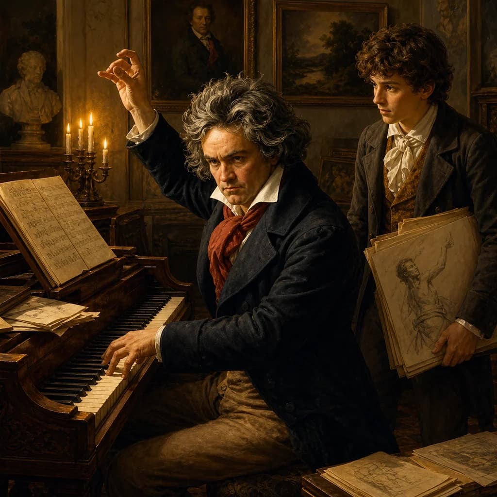 Classical music and art study scene