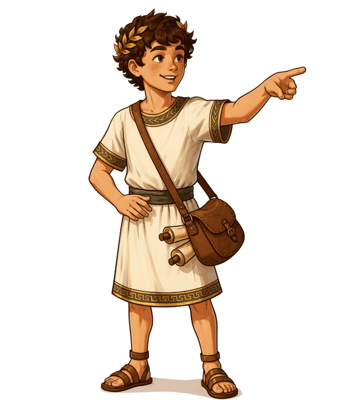 Marcus pointing at a map