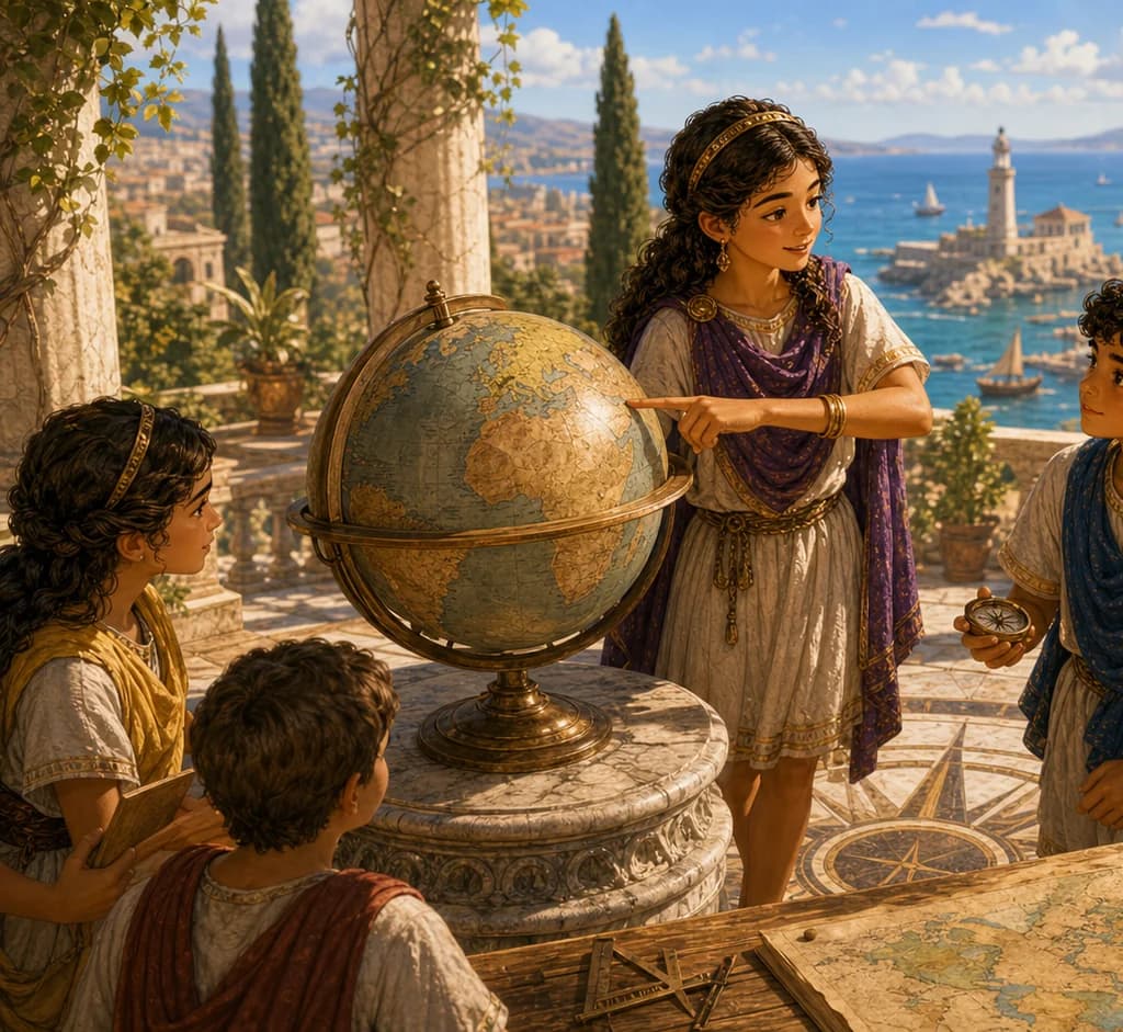 Globe explorer scene for Europe and Mediterranean geography