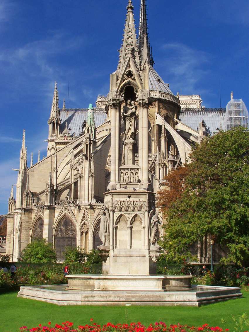 Notre-Dame de Paris, showing its Gothic flying buttresses